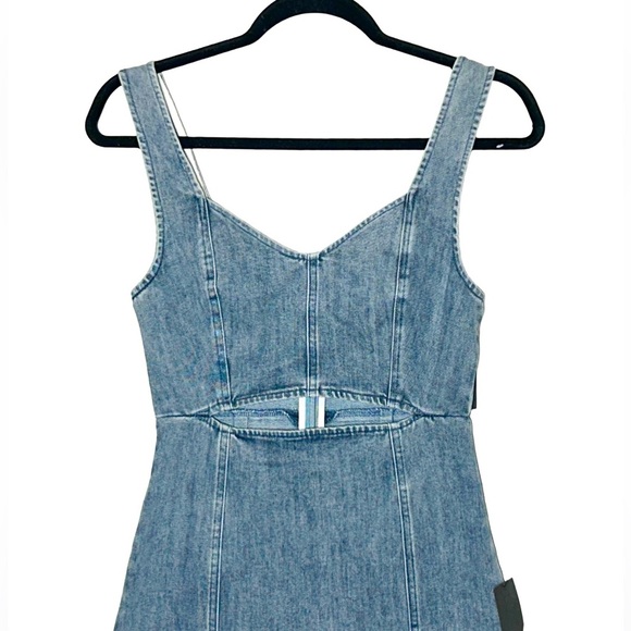 NWT Lulus Charming Edge Light Blue Denim Cutout Mini Dress, Size Small - Picture 7 of 16